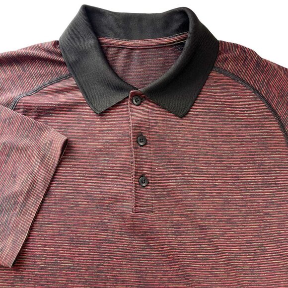 Lululemon Metal Vent Tech Polo Shirt Short Sleeve Red - Men's Size Medium - Picture 1 of 7